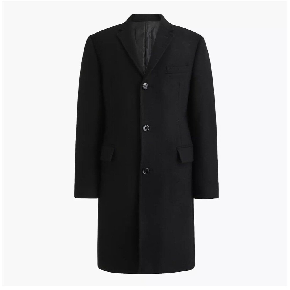 NEW! J.Crew Ludlow Topcoat Mens Black Italian Wool Cashmere Blend Overcoat